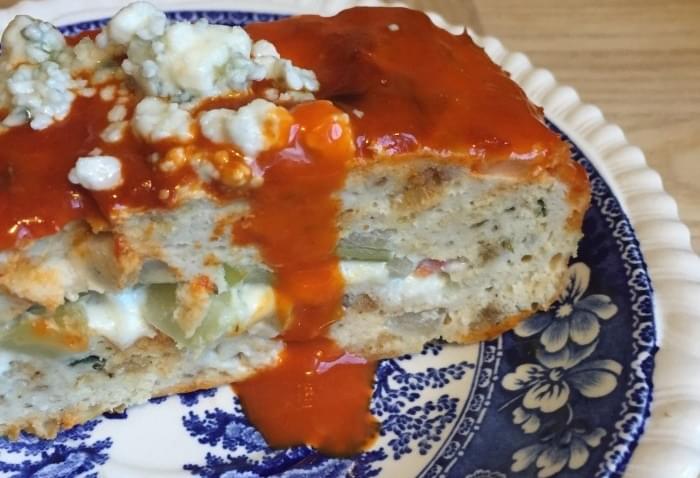 Buffalo Chicken Meatloaf Stuffed with Blue Cheese