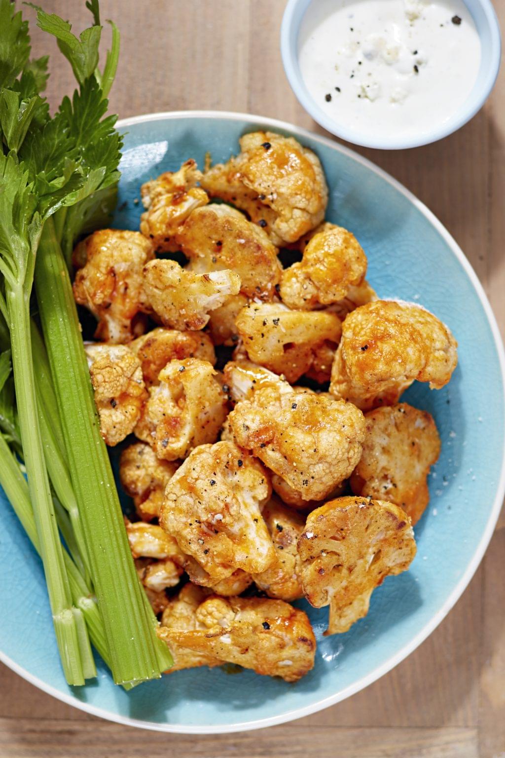 Buffalo Roasted Cauliflower with Bleu Cheese Sauce Ketogenic Diet Resource
